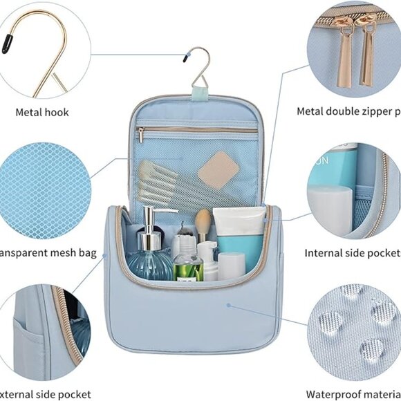 New! Makeup Bag Travel Cosmetic Bag Hand-Portable Large Toiletry Bag Organizer - Picture 3 of 6